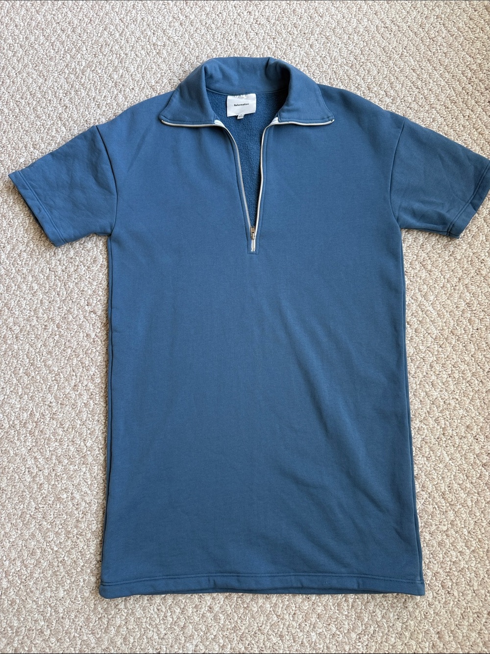 Reformation Sweat Dress Blue Short-Sleeve Zip - S